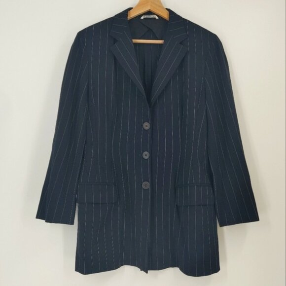 Max Mara Pinstripe Wool Blend Blazer - Picture 1 of 8